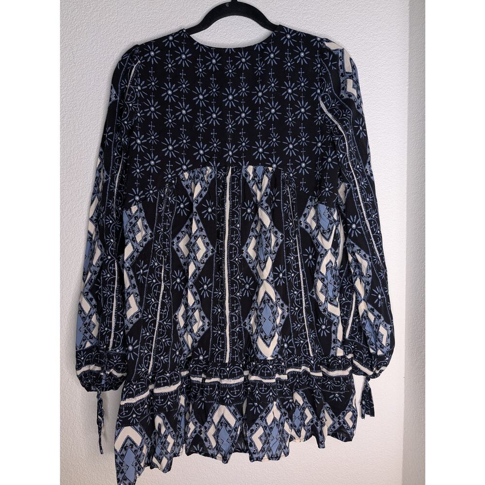Free People Down by the Bay Boho Tunic Blue Floral Dress S